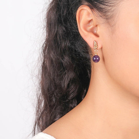 Ori Tao Bijoux Amethyst Drop Post Earrings On