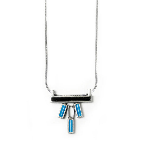 Osmose Blue Black Bar Fan Necklace