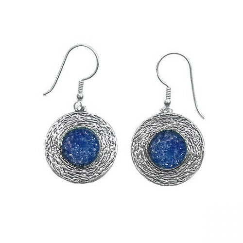 Roman Glass Round Textured Earrings