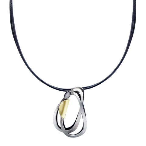 Christophe Poly Overlapping Teardrops Leather Necklace