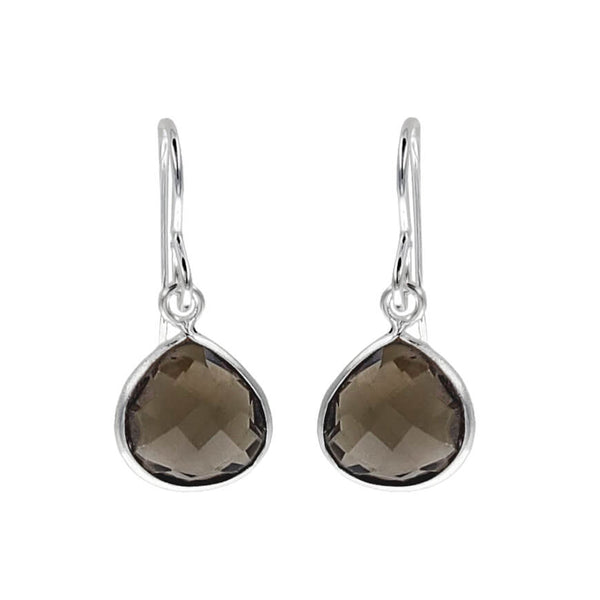  Faceted Smokey Quartz Teardrop Earrings