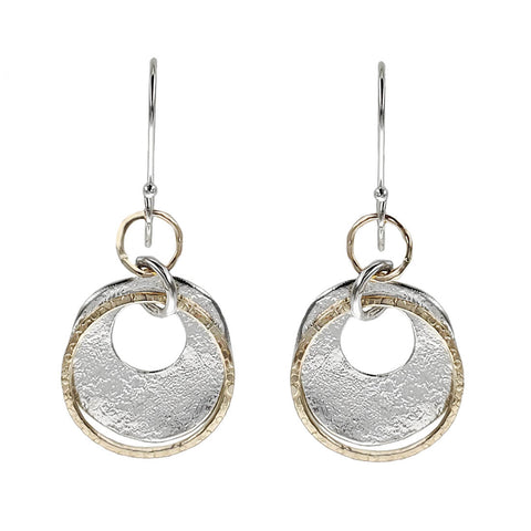  Israeli Dganit Hen Bright Silver Gold Open Connected Hoop Earrings