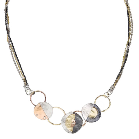  Israeli Dganit Hen Multi Chain Artisan Circle Necklace