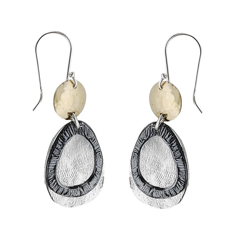 Israeli Dganit Hen Silver Droplets Beneath The Sun Earrings