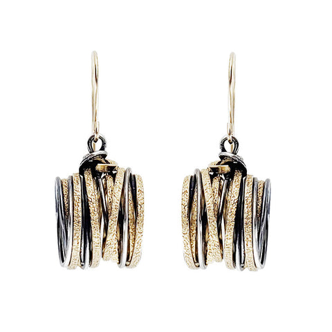 Israeli Interwoven Gold Silver Dynamic Strands Earrings