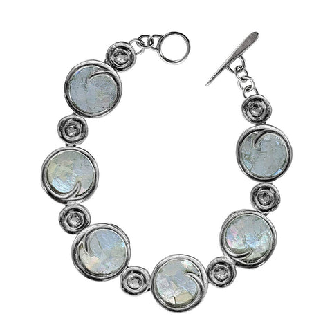 Israeli Mediterranean Waves Roman Glass Link Bracelet