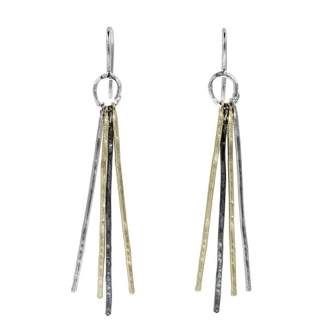  Israeli Mixed Metal Tendril Earrings