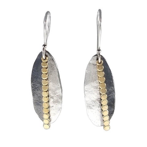 Israeli Trail Of Gold On Silver Earrings