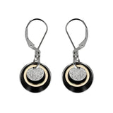 J & I Gold Circle Silver Cupped Disc Earrings