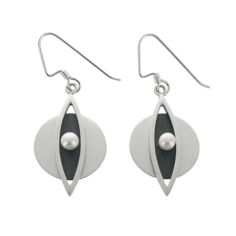 Mar Circle Marquise Pearl Earrings