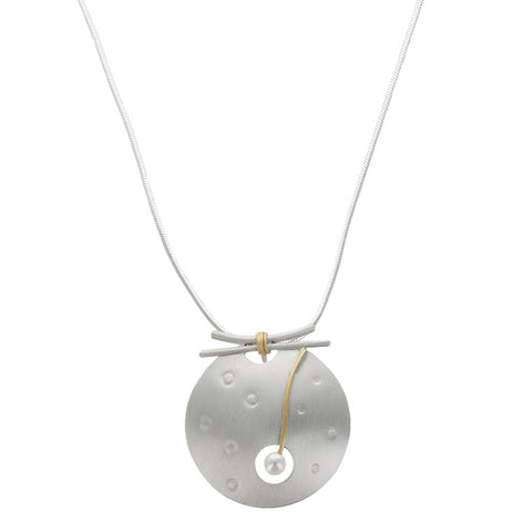 Mar Brushed Sterling Gold Filled Pearl Pendant Necklace