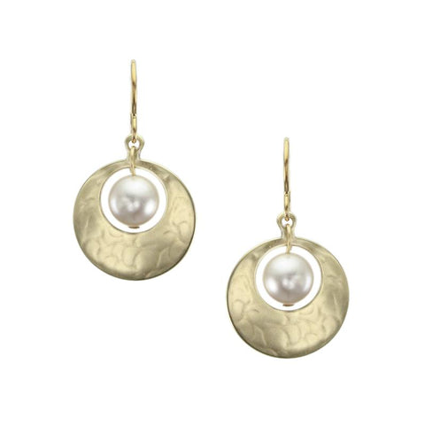 Marjorie Baer Small Cutout Disc White Earrings