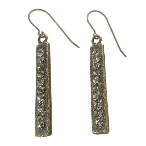 Rebel Double Sided Stick Earrings with Black Diamond Crystals