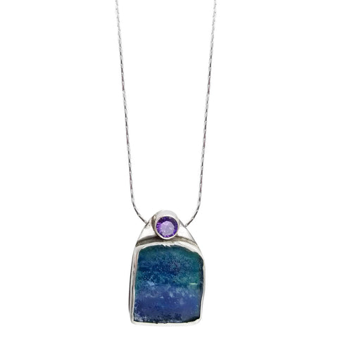 Roman Glass with Amethyst Necklace